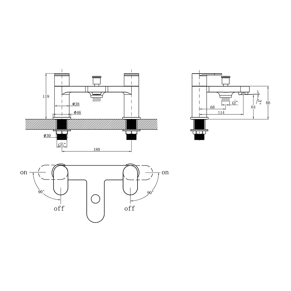 Vellamo Connect Bath Shower Mixer with Handset Kit
