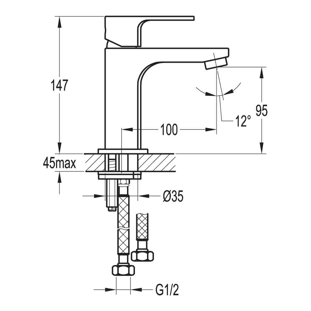 Flova Smart Cloakroom Basin Mixer Tap with Clicker Waste