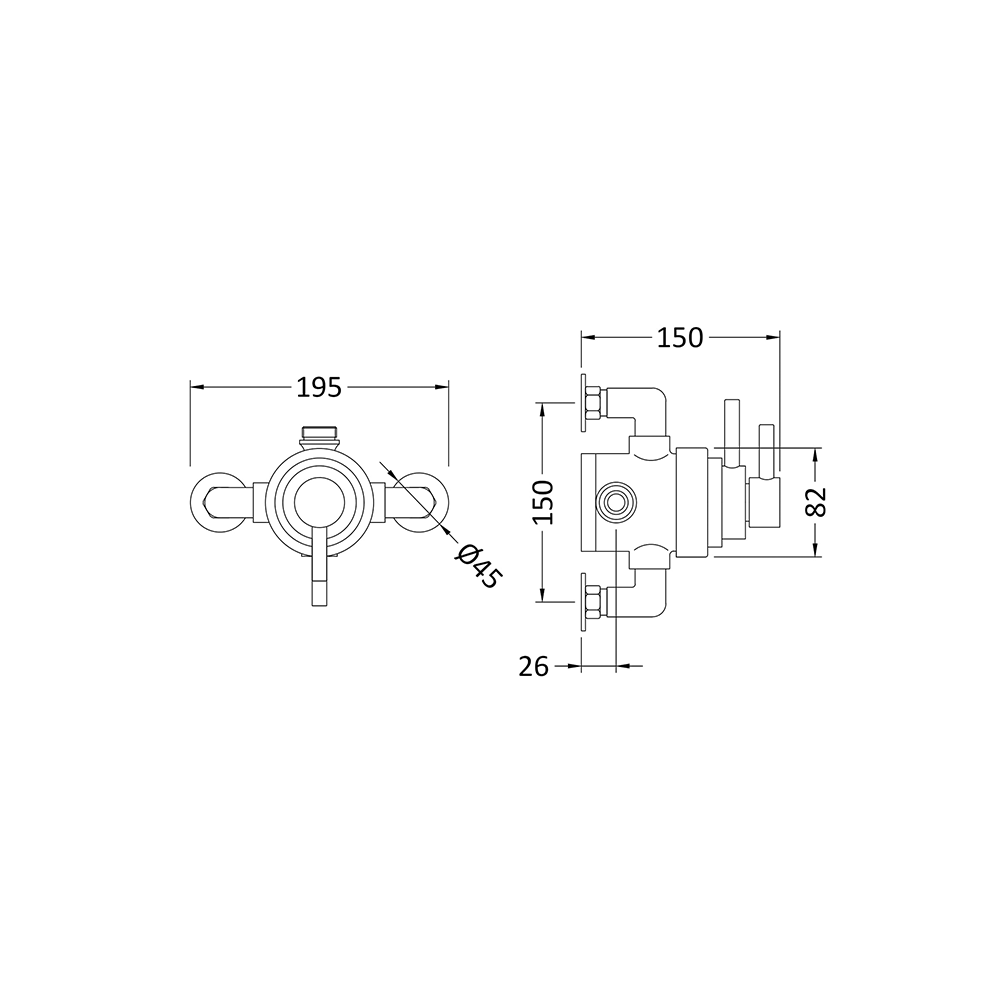 nuie Minimalist Lever Dual Exposed Thermostatic Shower Valve