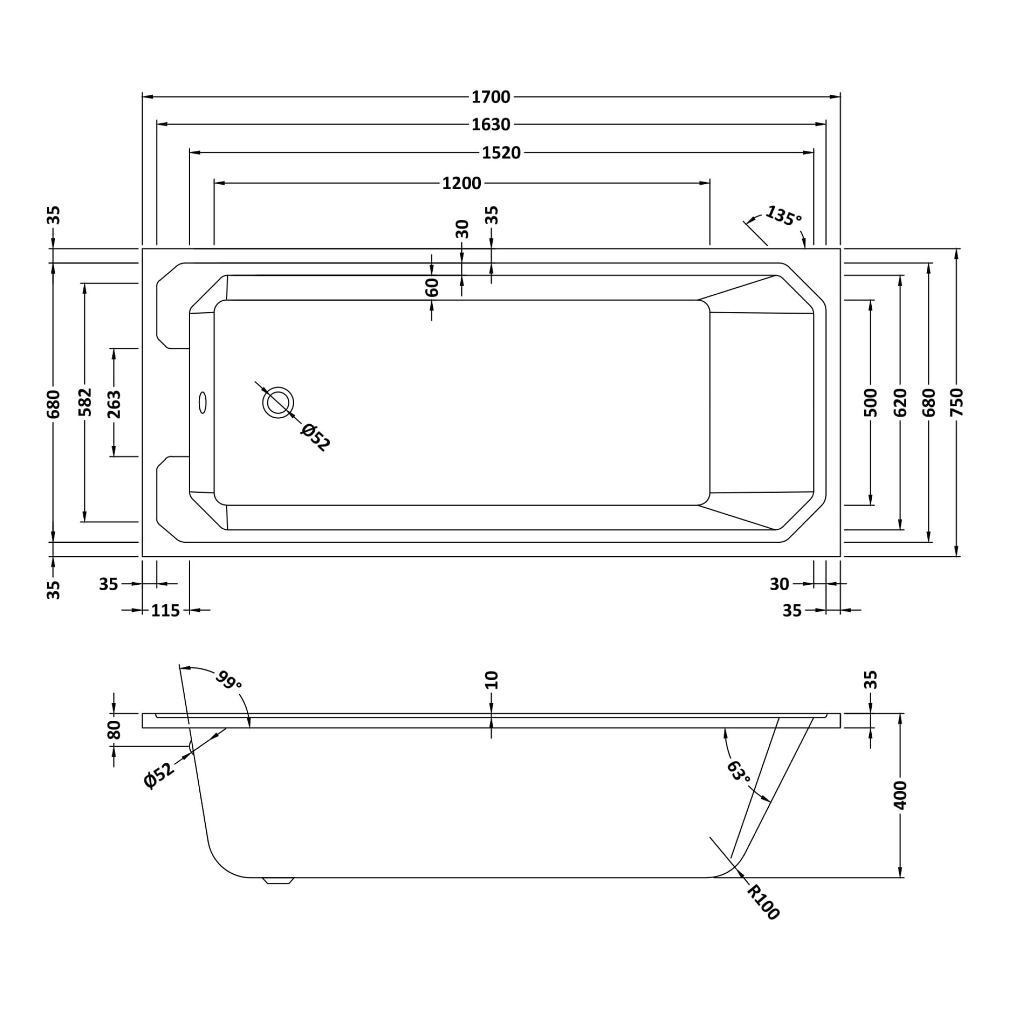 Butler & Rose Art Deco Single Ended Bath