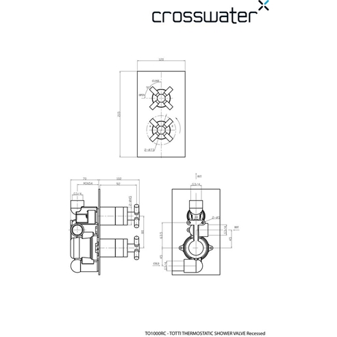 Crosswater Totti 1 Outlet Concealed Thermostatic Shower Valve