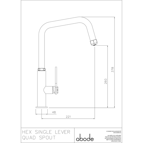 Abode Hex Industrial Single Lever Mono Kitchen Mixer Tap - Antique Brass