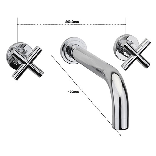 Sagittarius Avant Wall Mounted 3 Hole Bath Filler with 180mm Spout