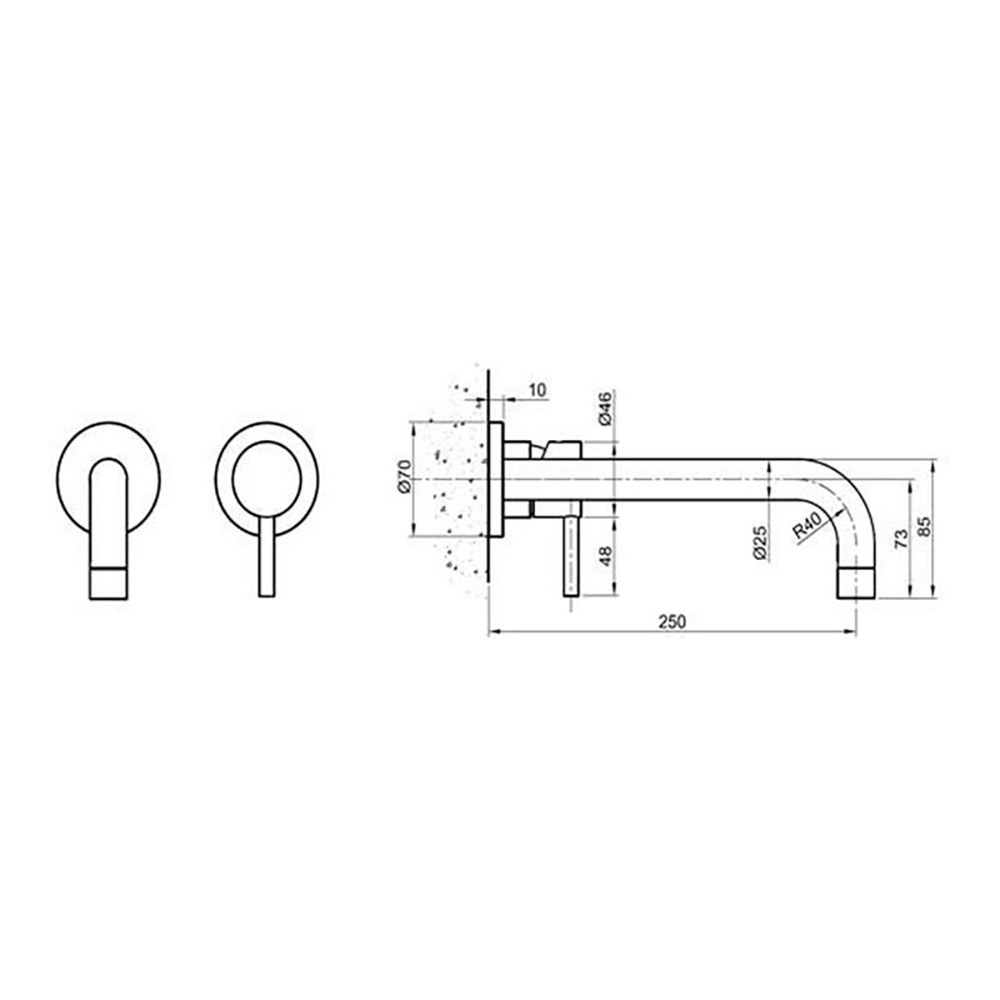 Inox Brushed Stainless Steel Wall Mounted Single Lever Basin Mixer