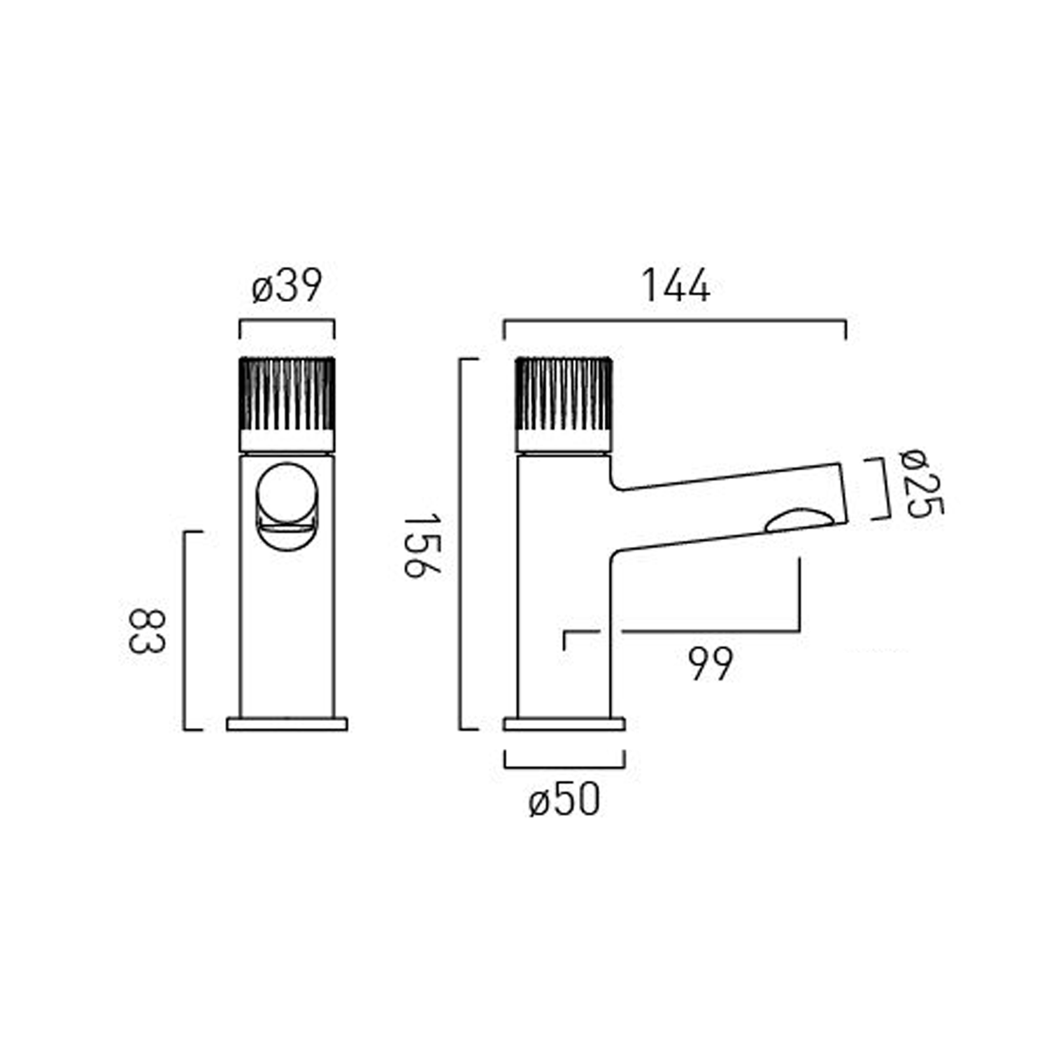Vado Safari Cold Start Leverless Mini Mono Basin Mixer Tap with Optional Universal Basin Waste