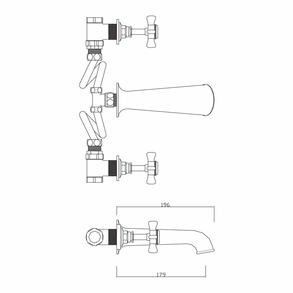 Sagittarius Churchman 3 Hole Wall Mounted Bath Mixer