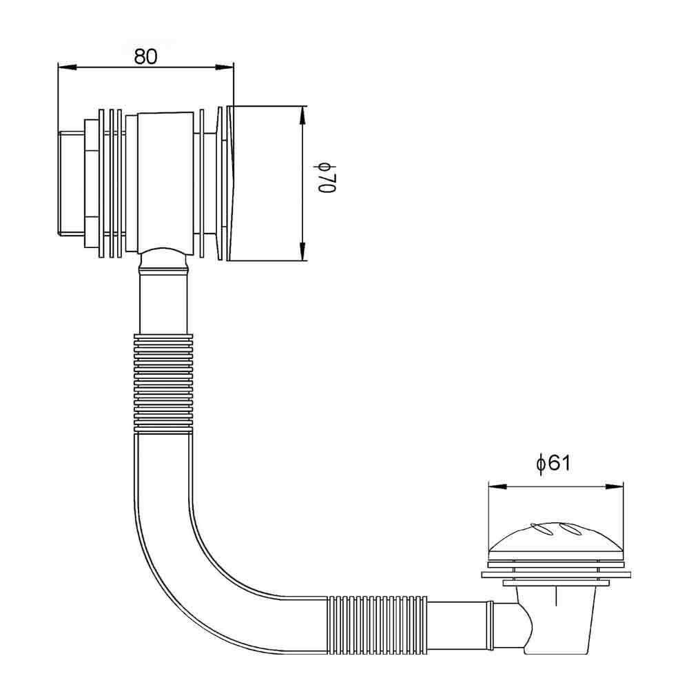 nuie Push Button Bath Waste with Dome Overflow Cover