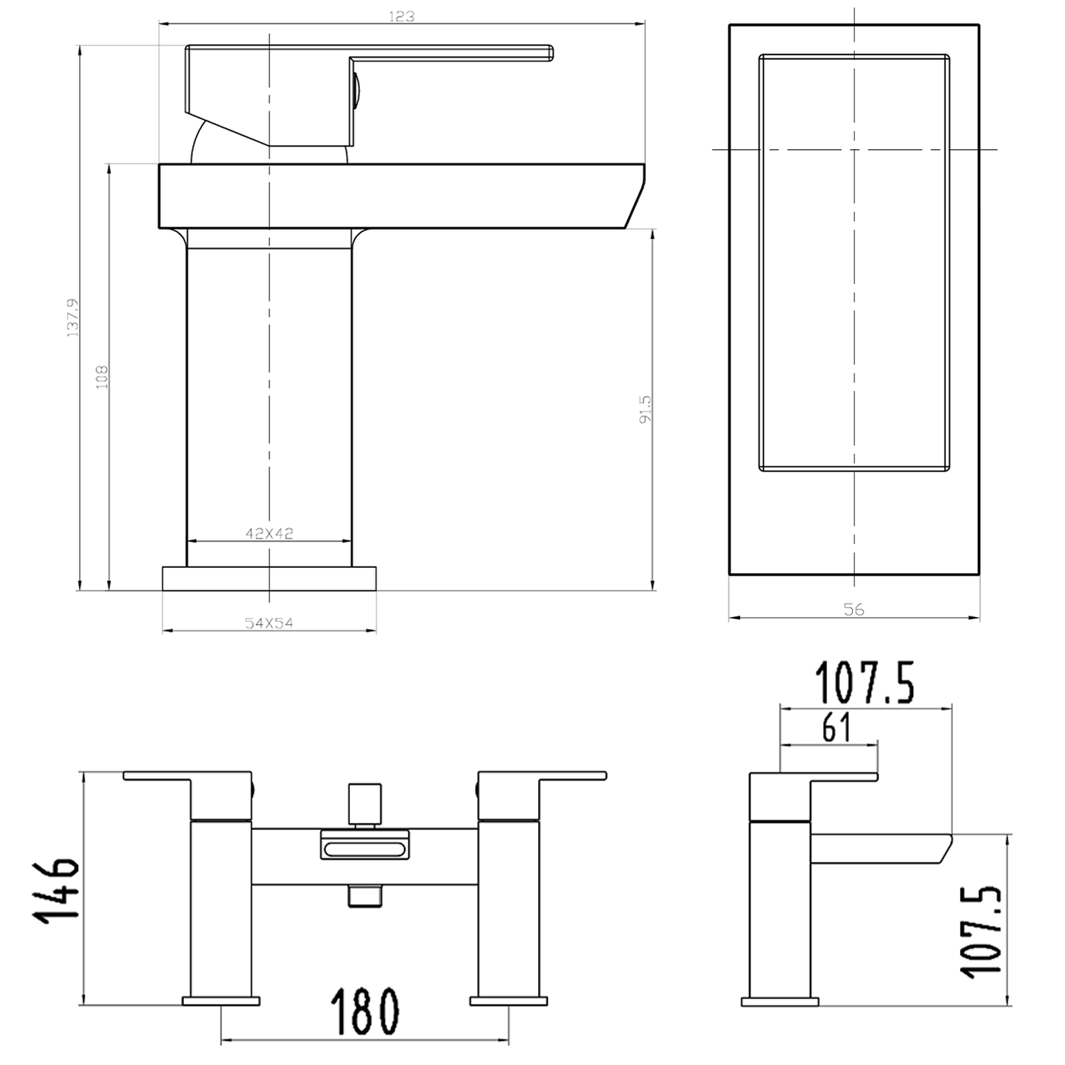 Vellamo Relate Waterfall Basin Mixer & Bath Shower Mixer Pack