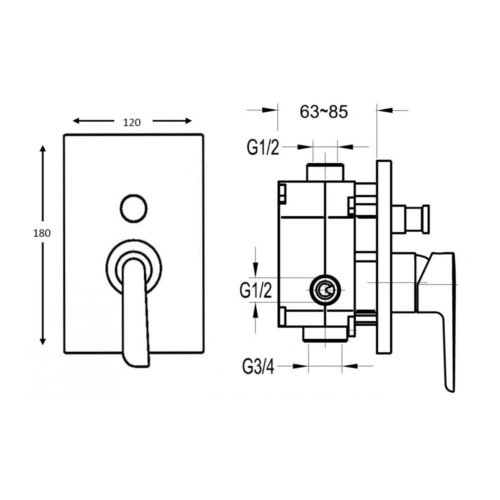 Flova Cascade 2 Outlet Concealed Manual Shower Valve