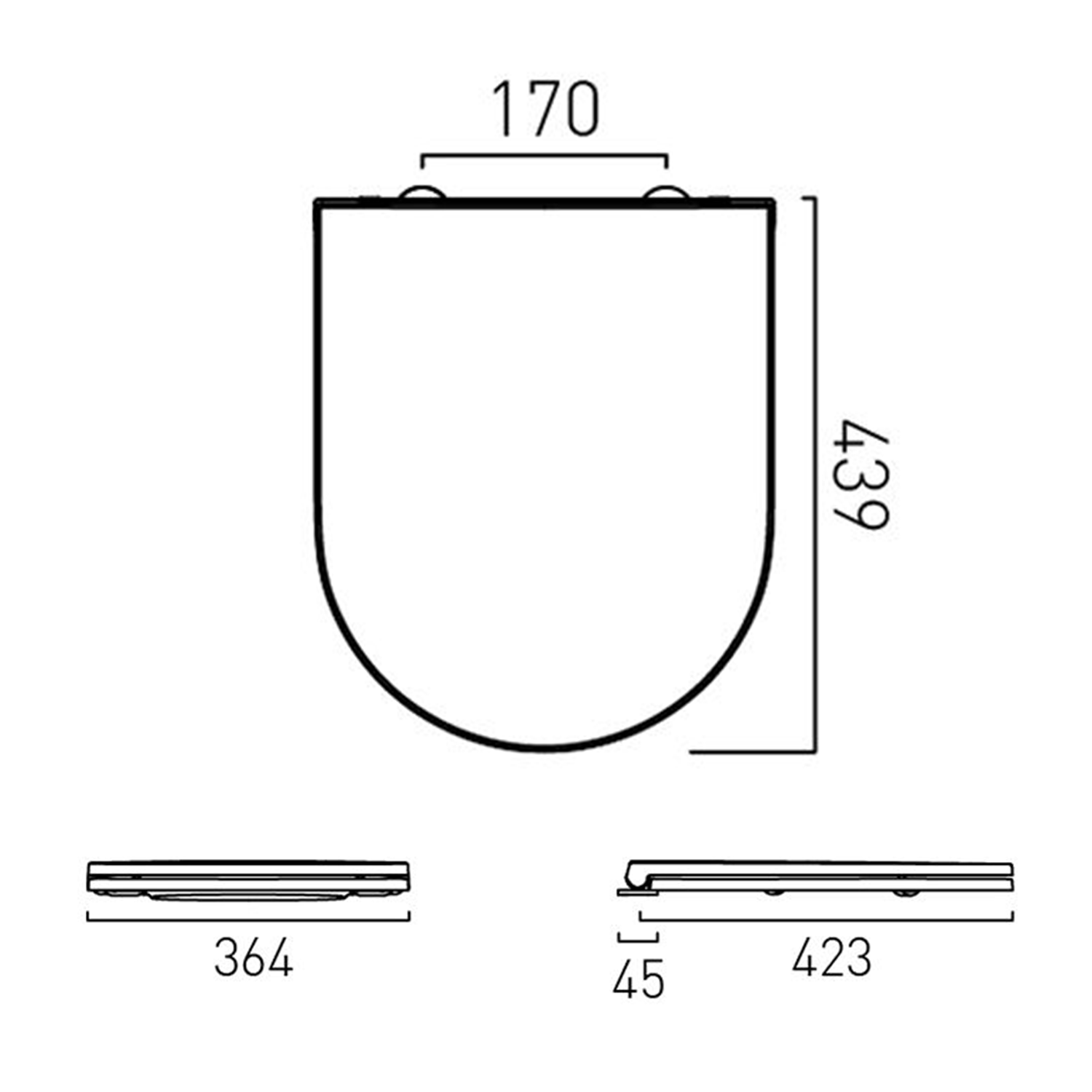 Vado Safari Slimline Soft Close Round Toilet Seat for Wall Hung Toilet