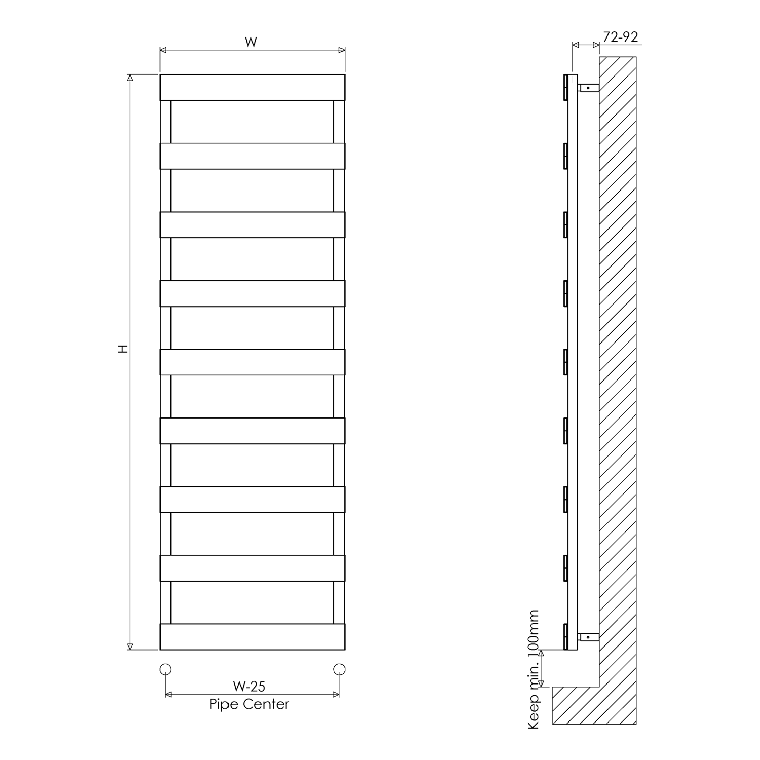 Carisa Ninova Bath Aluminium Ladder Heated Towel Rail