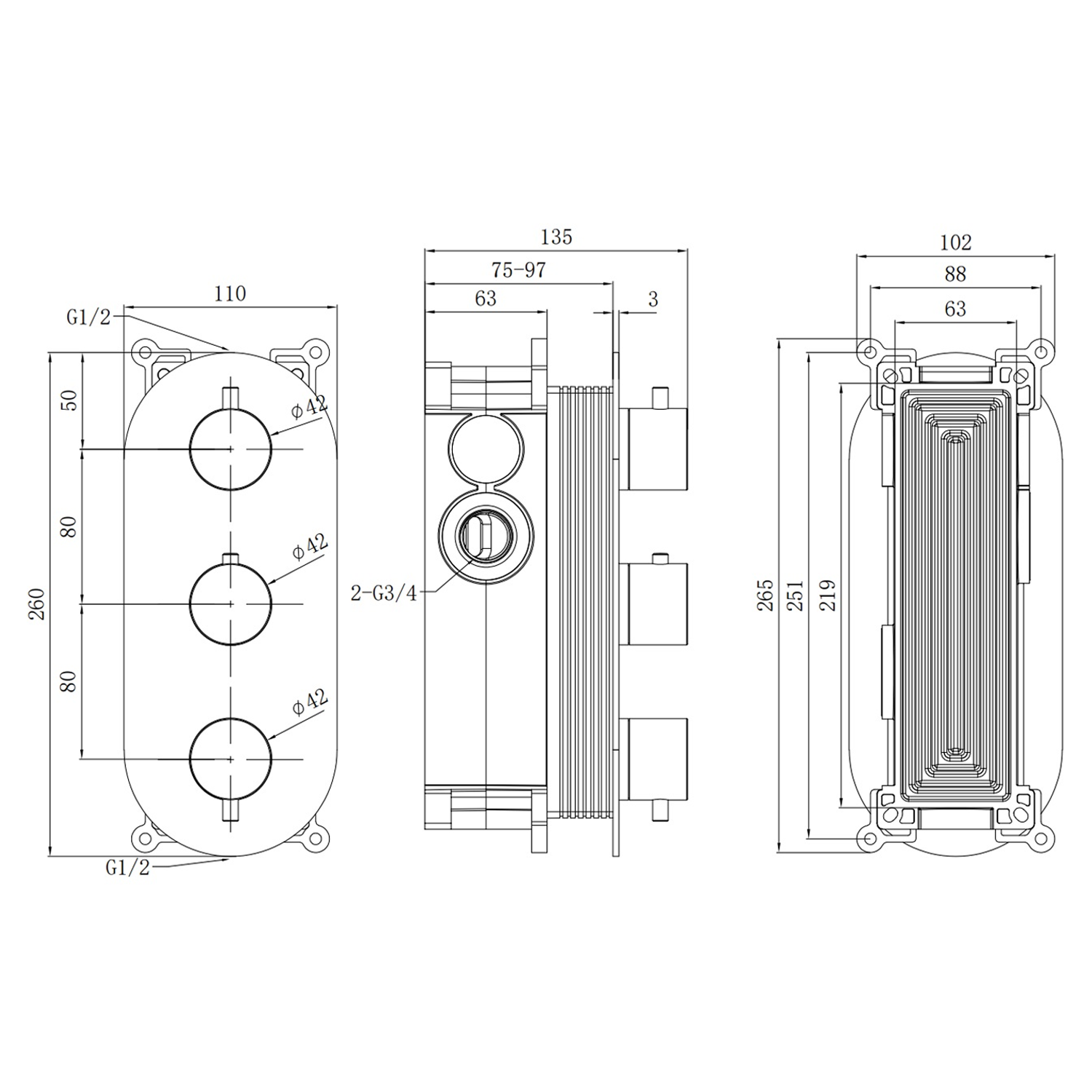 Harbour Clarity 2 Outlet Thermostatic Concealed Shower Valve - Brushed Bronze