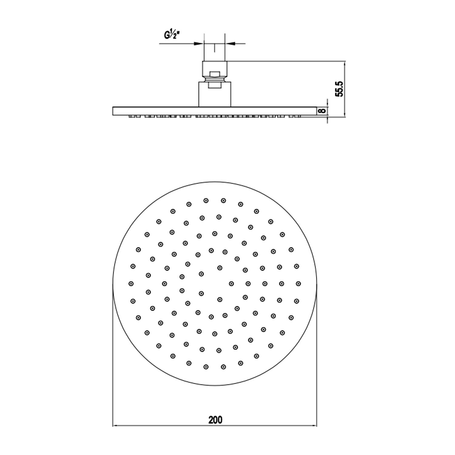Crosswater 3ONE6 200mm Fixed Stainless Steel Shower Head