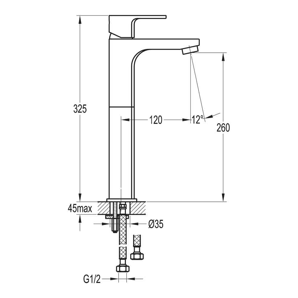 Flova Smart Tall Mono Basin Mixer with Clicker Waste