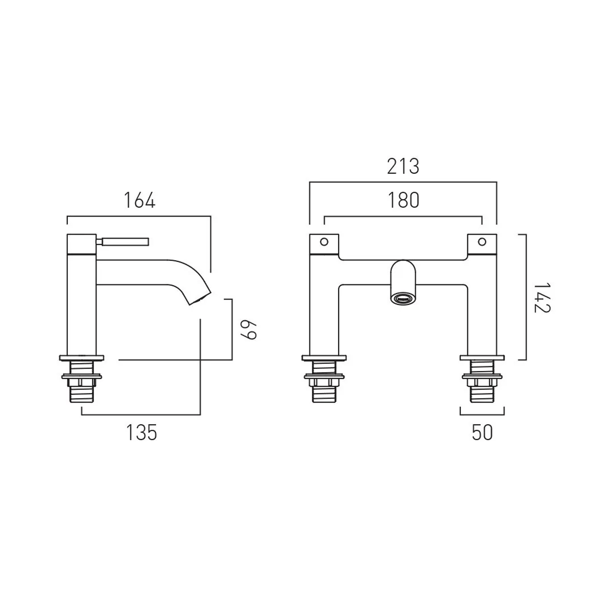 Vado Individual Origins Deck Mounted Bath Filler Tap with Knurled Handle