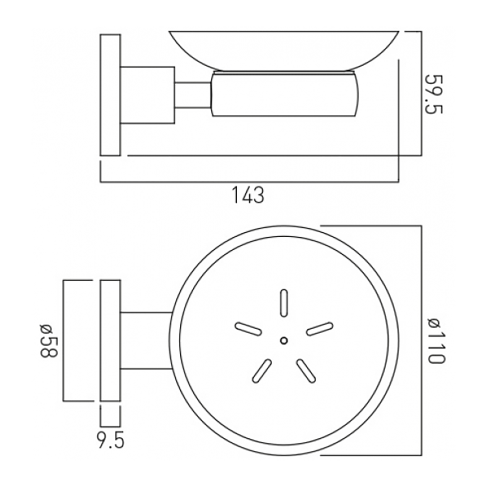 Vado Elements Wall Mounted Frosted Glass Soap Dish & Holder