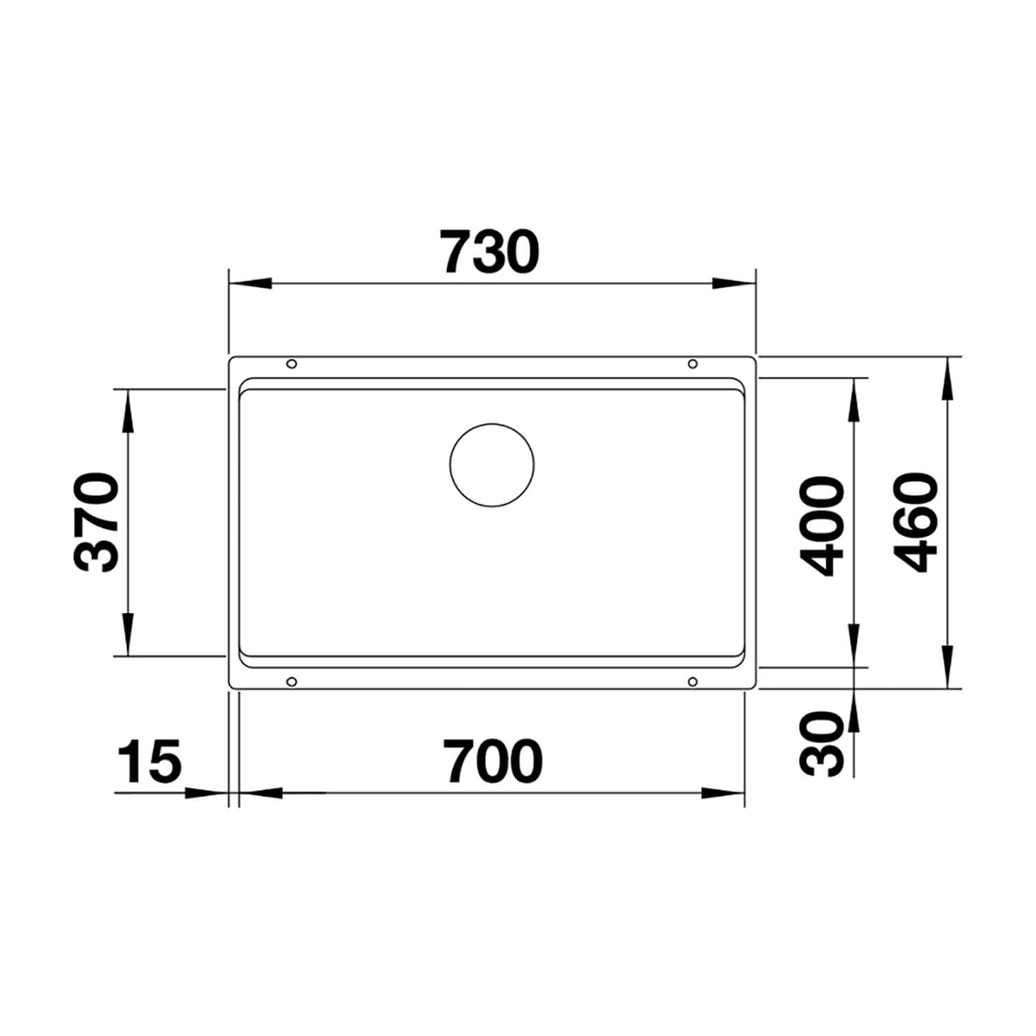 Blanco Etagon 700-U Extra Large 1 Bowl Silgranit Composite Undermount Kitchen Sink & Waste - 730 x 460mm