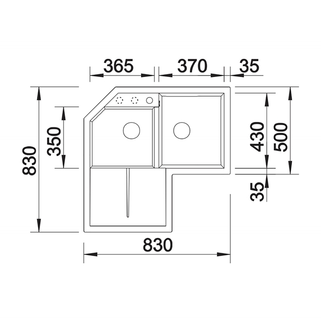 Blanco Metra 9 E Corner 1.5 Bowl Inset Silgranit Composite Kitchen Sink & Waste - 830 x 830mm