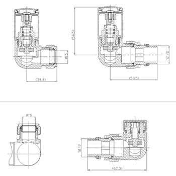 Brenton Corner Dual Fuel Radiator Valves - Pairs