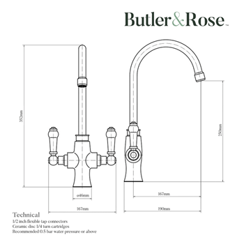 Butler & Rose Elizabeth Filtered Water Traditional Chrome Kitchen Mixer