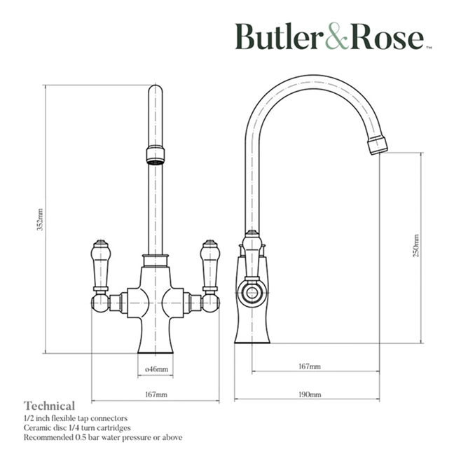 Butler & Rose Traditional Kitchen Mixer Tap Chrome