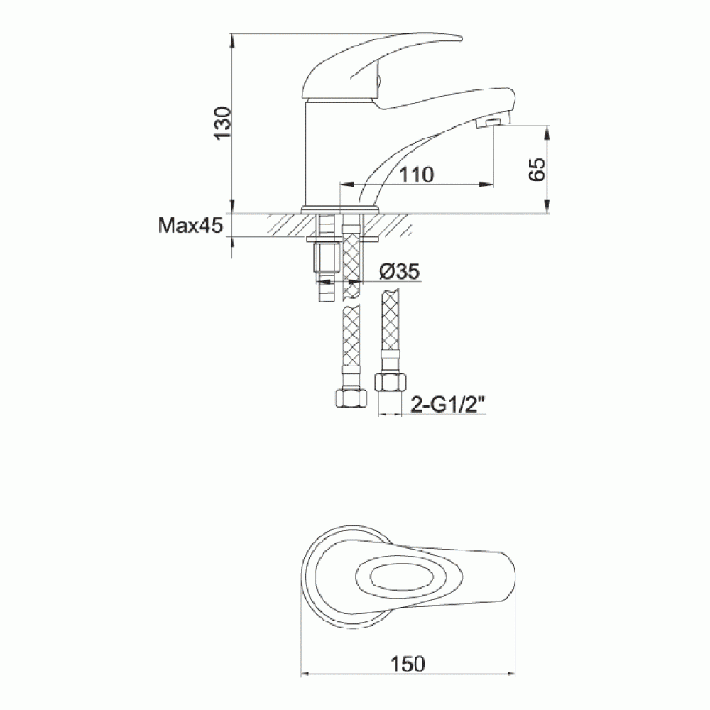 Pura DV8 Eco Mono Basin Mixer with Clicker Waste