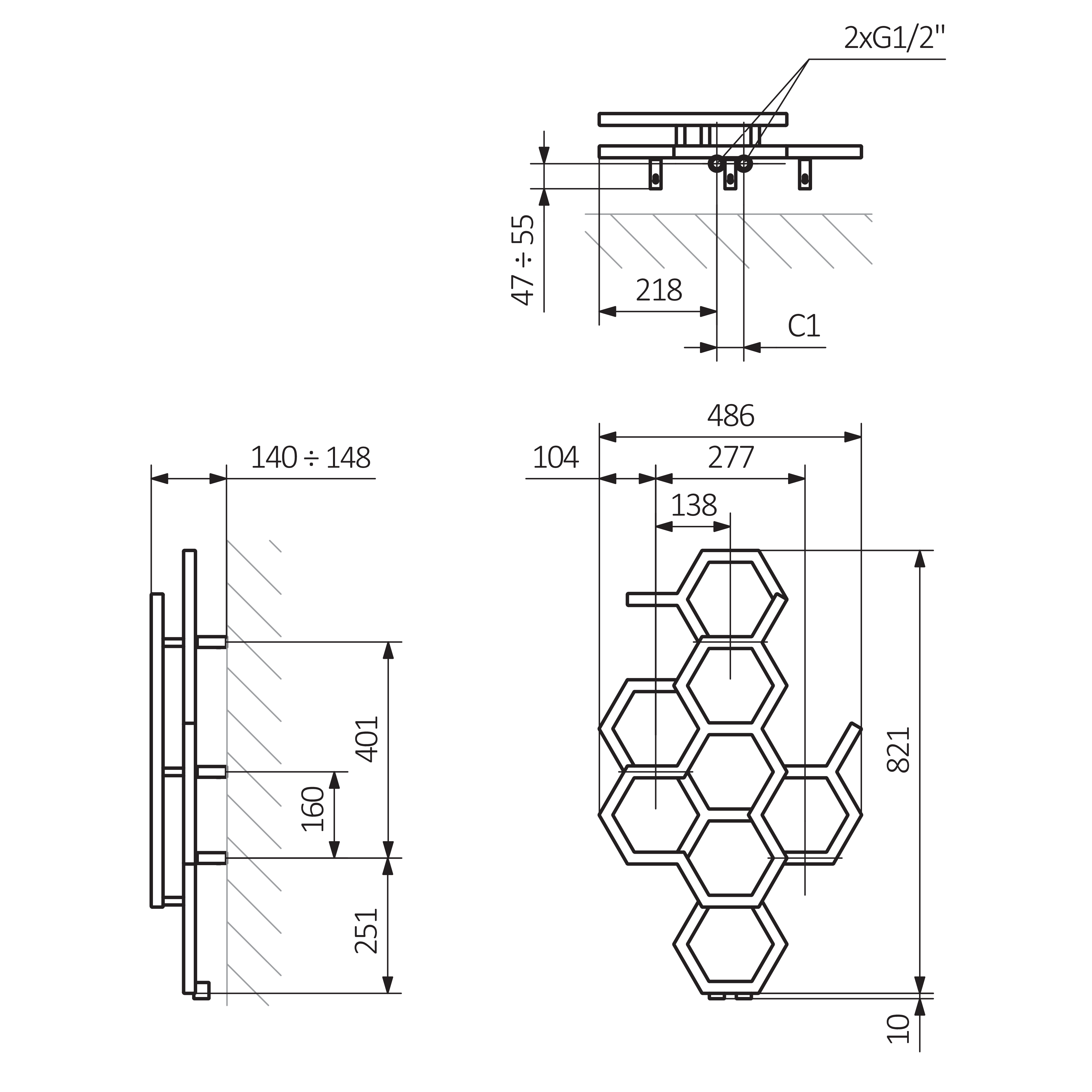 Terma Hex Steel Designer Vertical Radiator