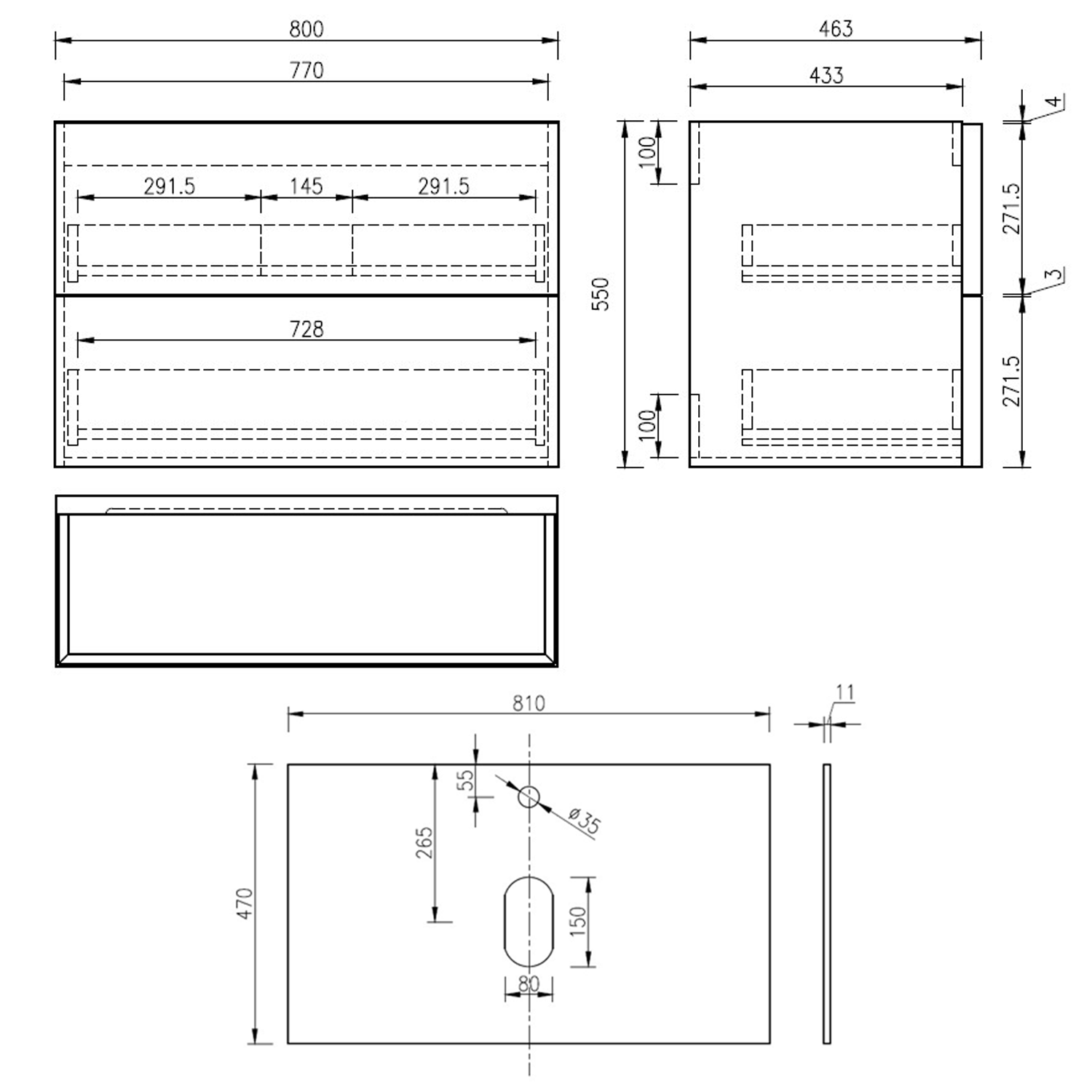Aura 800mm Wall Mounted Natural Oak Vanity Unit & Sintered Stone Countertop