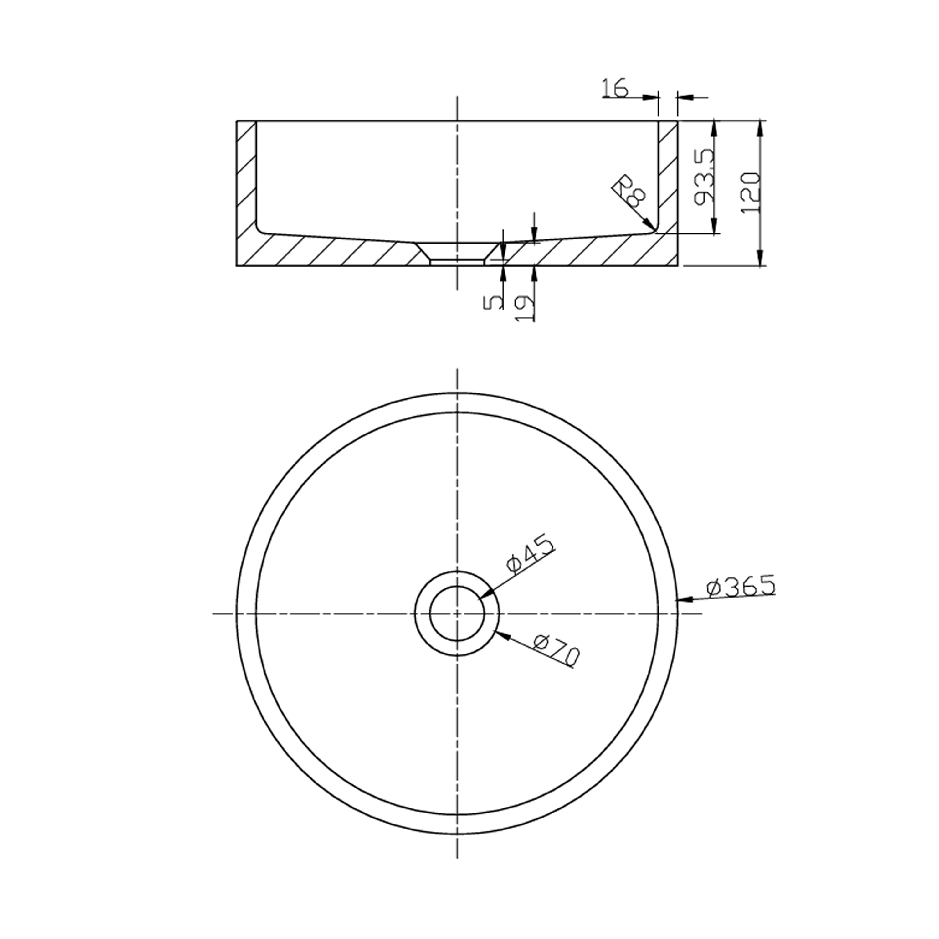 Drench Naturals Stone Texture Round Countertop Basin with Waste