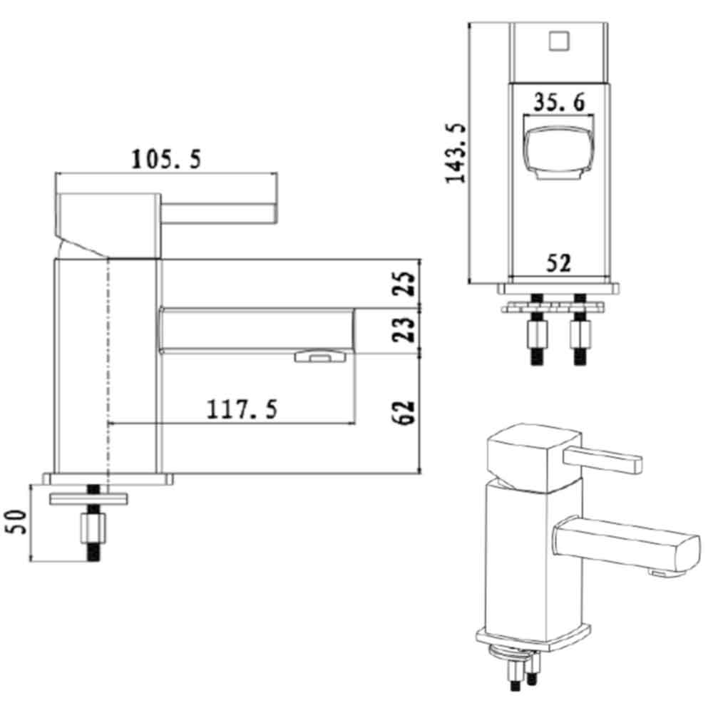 Sagittarius Axis Monobloc Basin Mixer with Clicker Waste