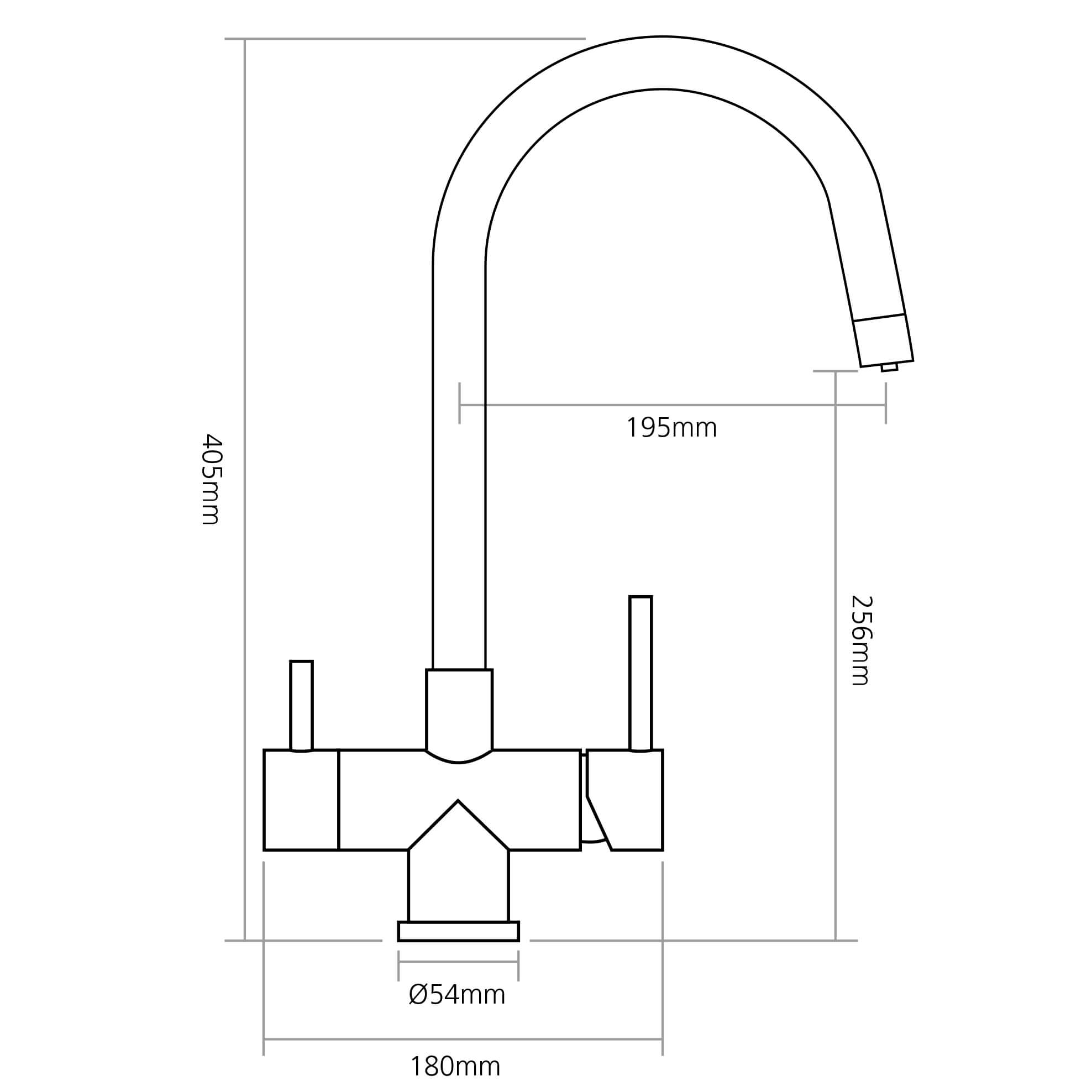 Caple Dalton Puriti Twin Lever Mono Kitchen Mixer & Cold Filtered Water Tap - Stainless Steel