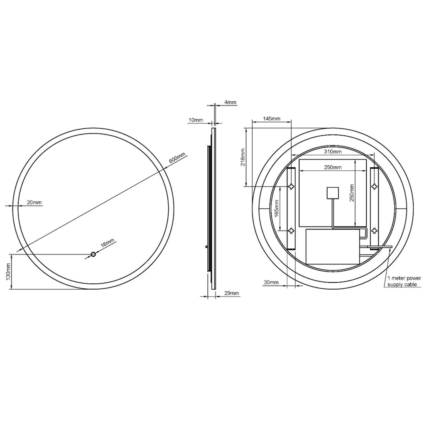 Origins Living Cleo Round LED Illuminated Mirror with Demister Pad - 600mm