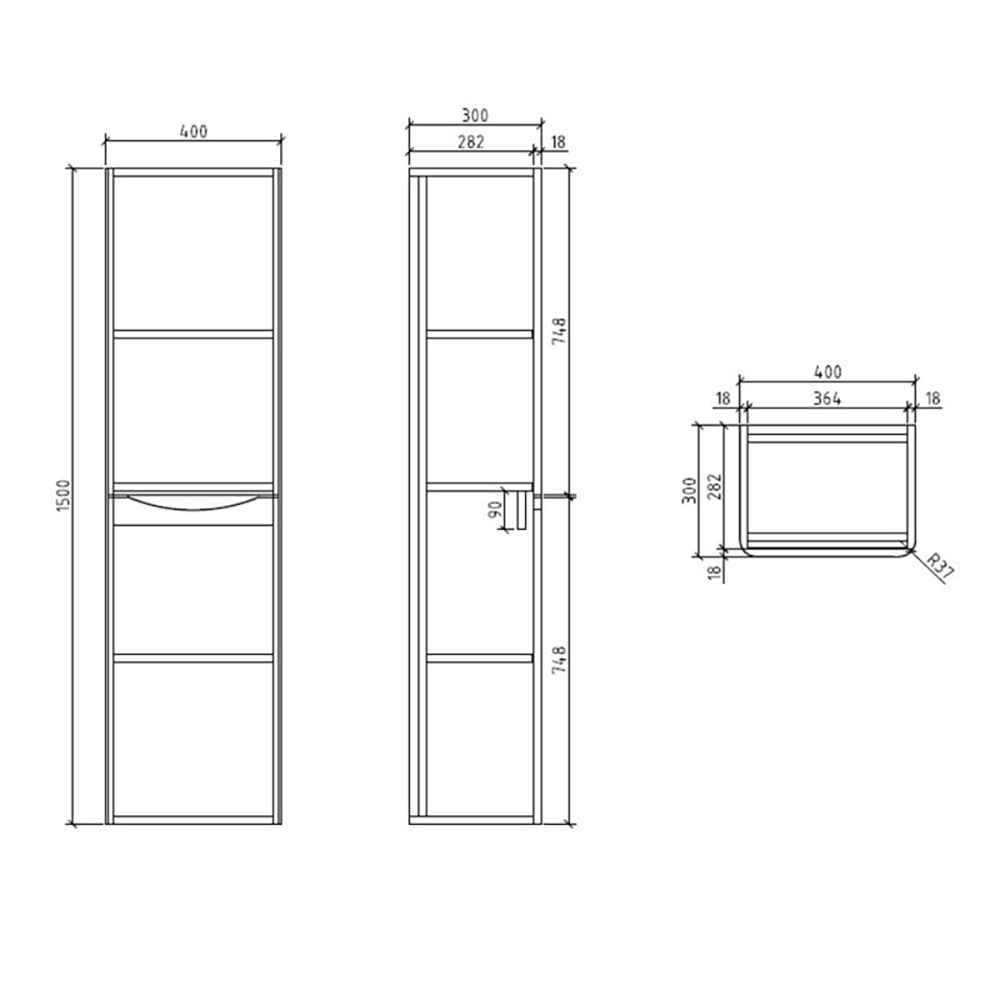 Harbour Clarity 1500mm Tall Bathroom Storage Unit - Gloss White