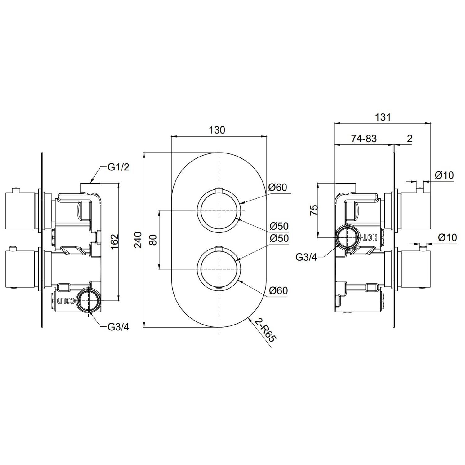 Melanie Concealed Shower Valve & Fixed Shower Head
