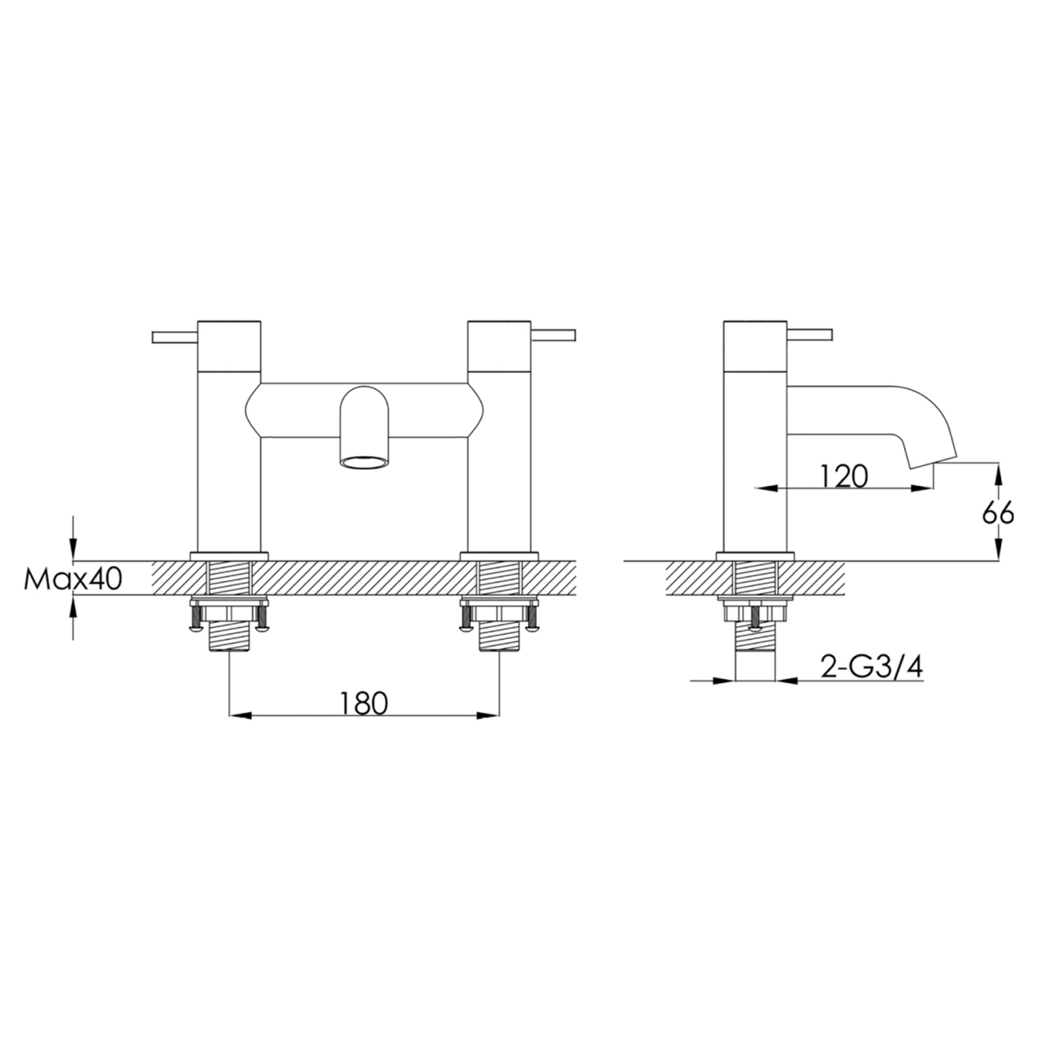 VOS Deck Mounted Bath Filler Tap