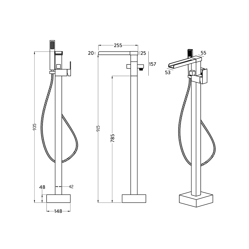 Vellamo Maya Floor Mounted Waterfall Bath Filler