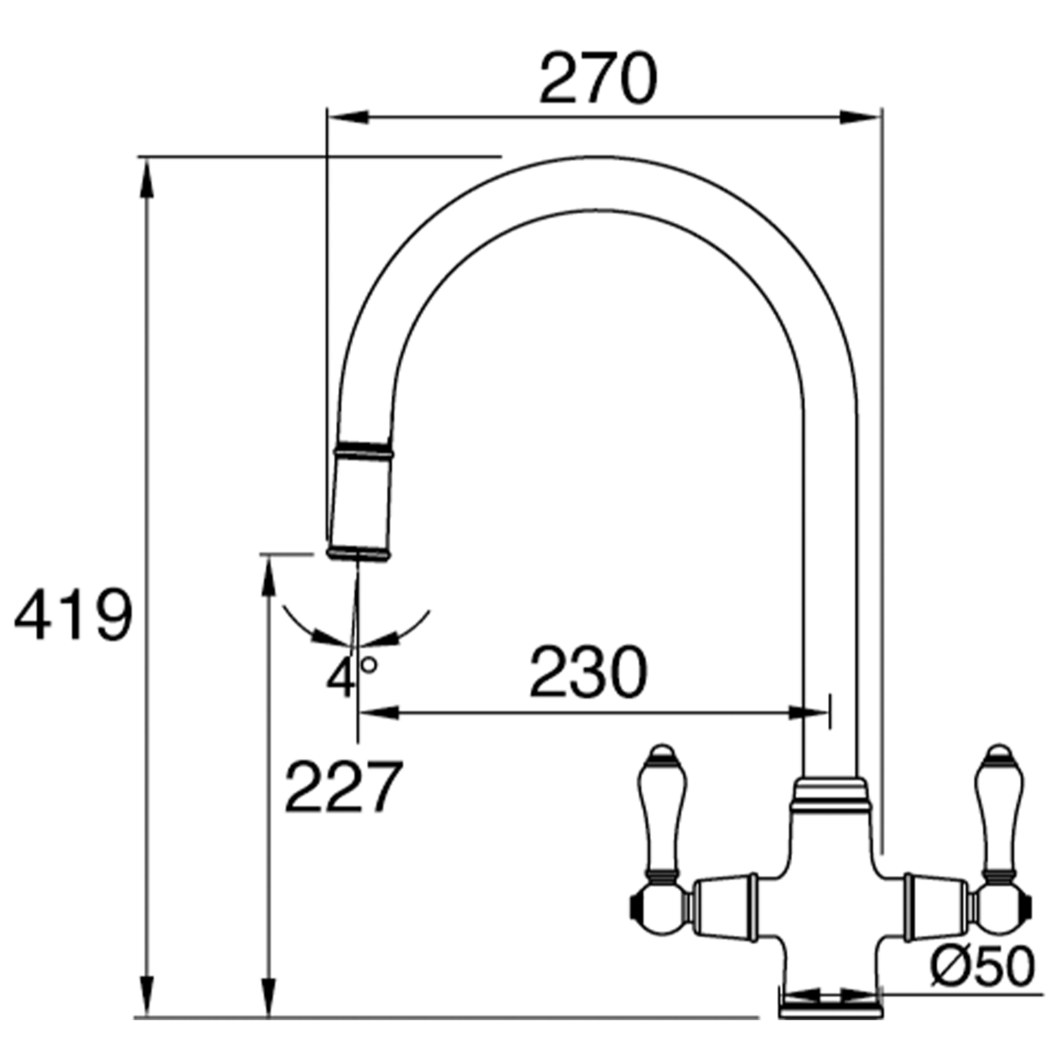 Clearwater Elegance Traditional Pull Out Mono Kitchen Mixer Tap