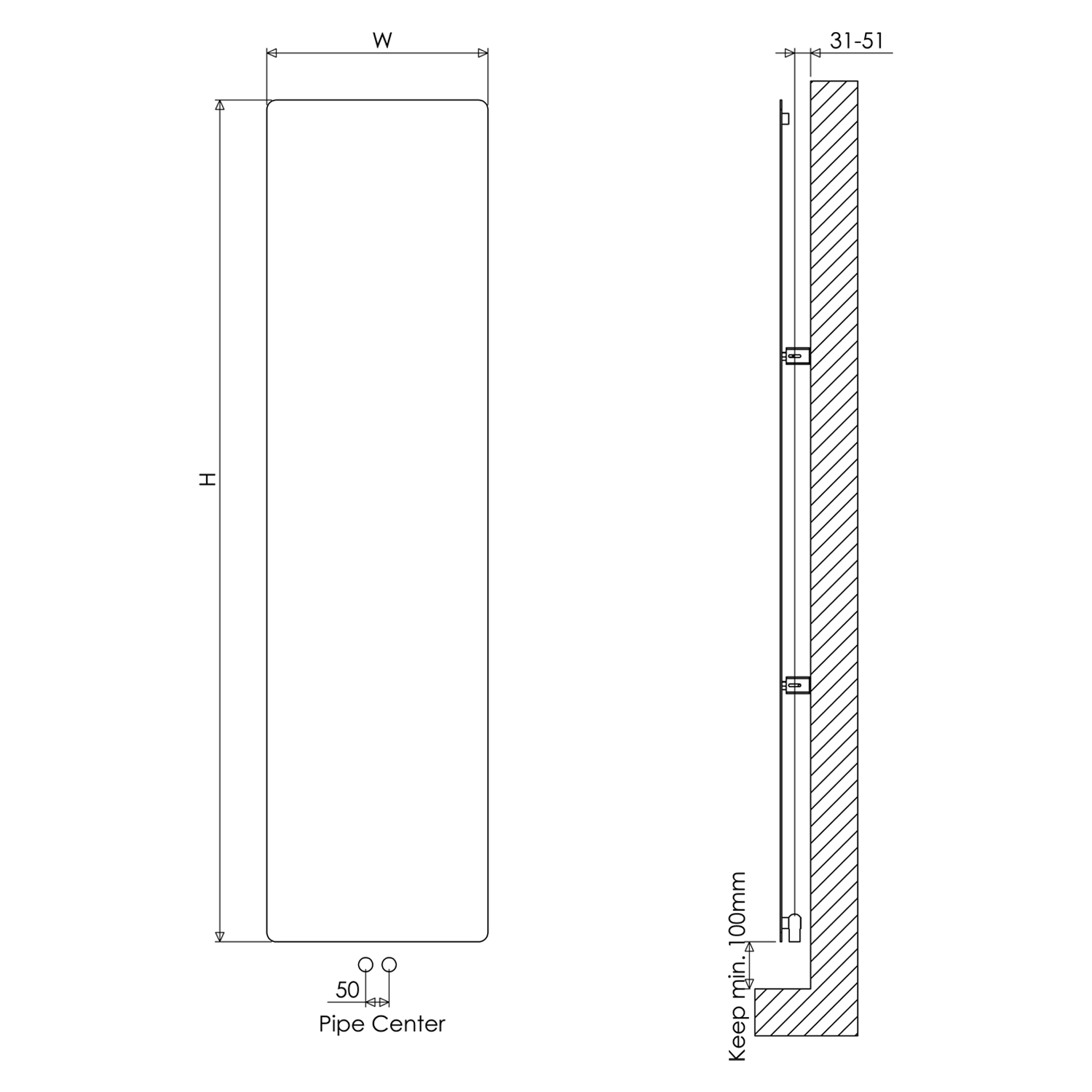 Carisa Croydon Flat Panel Vertical Designer Radiator