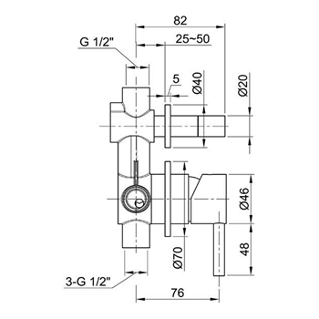 Inox Brushed Stainless Steel Concealed Shut Off Valve with 2-Way ...