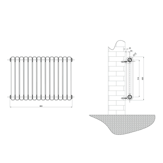 Brenton Saturnia Anthracite Horizontal Column Radiator - 600 x 860mm ...