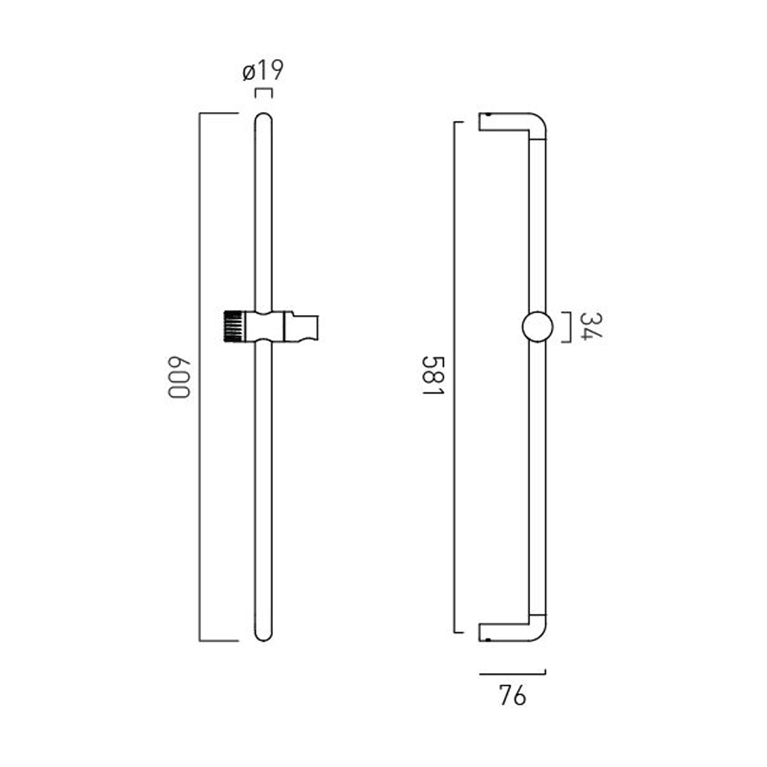 Vado Safari Leverless Slim Slide Rail & Hose