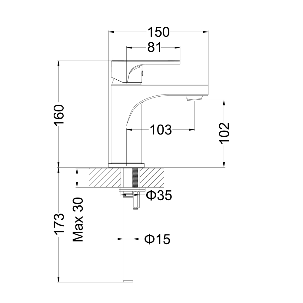 Proflow Track Mono Basin Mixer Tap with Clicker Waste