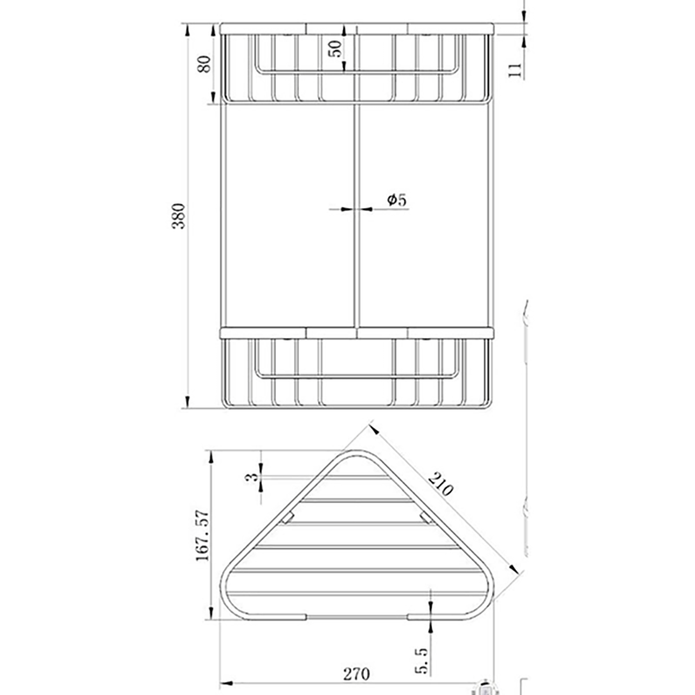 Drench Large Triangular Double Corner Basket