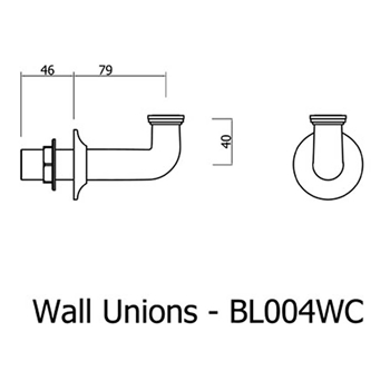 Crosswater Belgravia Wall Unions - Chrome