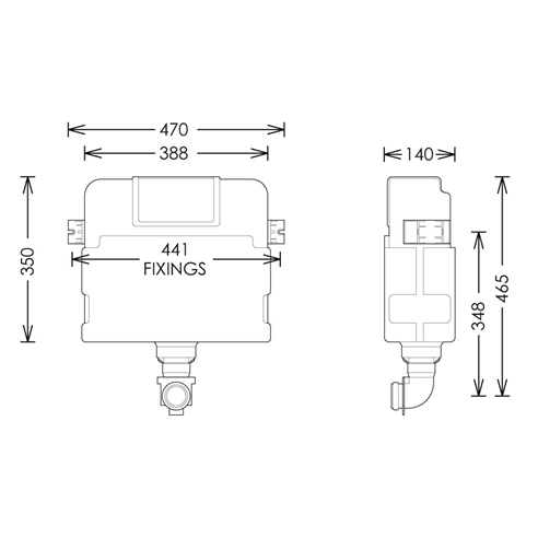 Crosswater Standard Height Dual Flush Concealed Cistern
