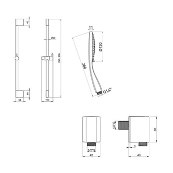 Crosswater MPRO Sliding Rail Shower Kit with Multi-Function Shower Handset