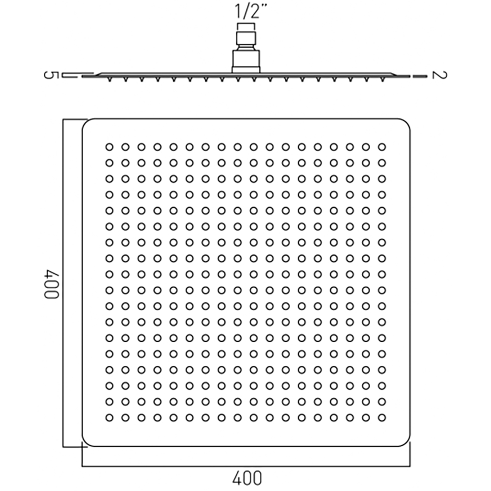 Vado Aquablade Slim Line Easy Clean Square Shower Head 400mm (16")