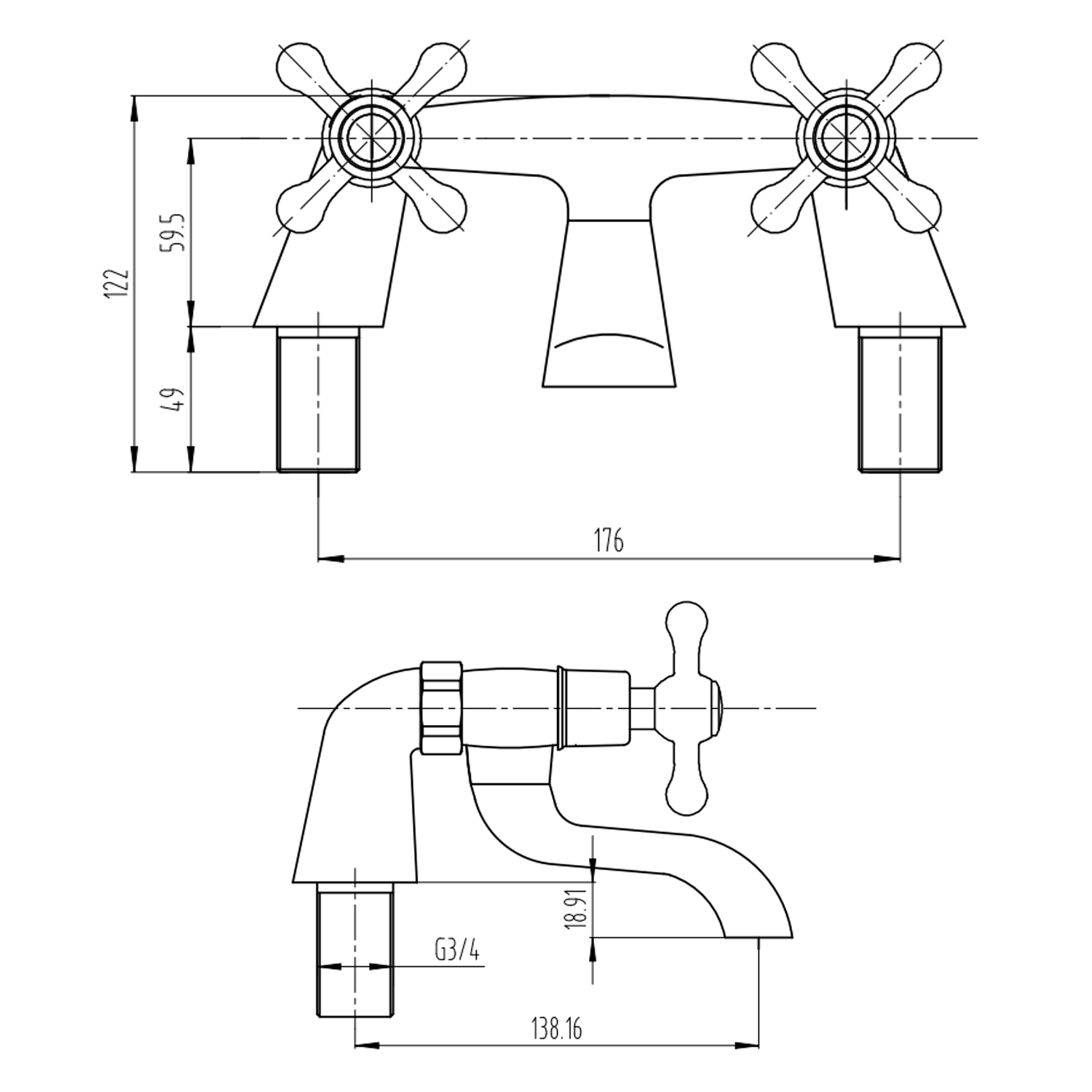 Butler & Rose Carlton Deck Mounted Bath Filler
