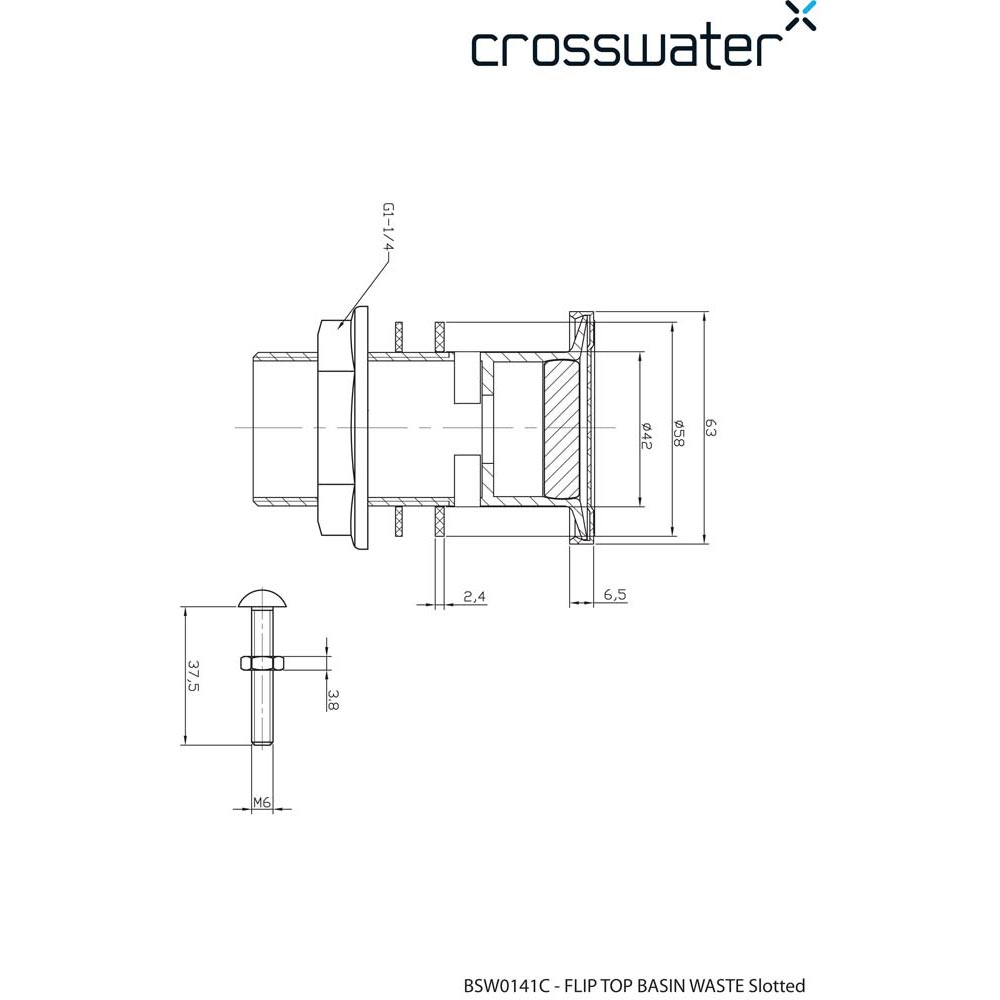 Crosswater Flip Top Basin Waste - Slotted