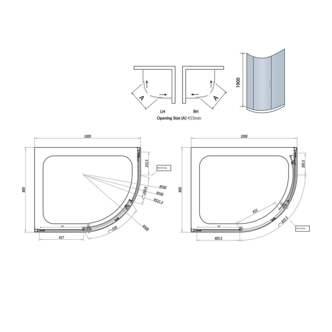Harbour i8 Easy Clean 8mm 1-Door Quadrant Shower Enclosure